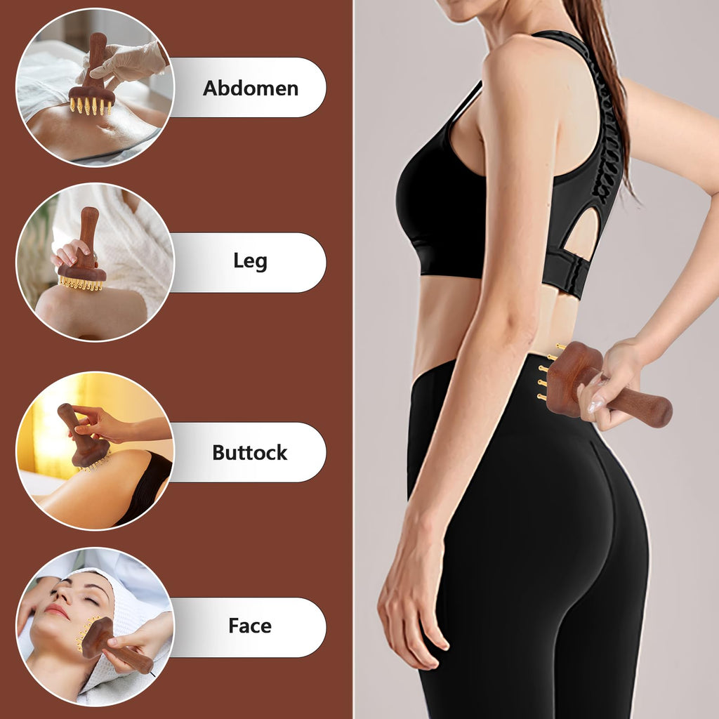 KintKita Wood Therapy Massage Tools,Lymphatic Drainage Massager Helps Reduce Cellulite for Belly Arms & Legs, Anti Cellulite Massager Body Sculpting Tools for Body Contouring & Muscle Relief - Maple Wellness Supplements