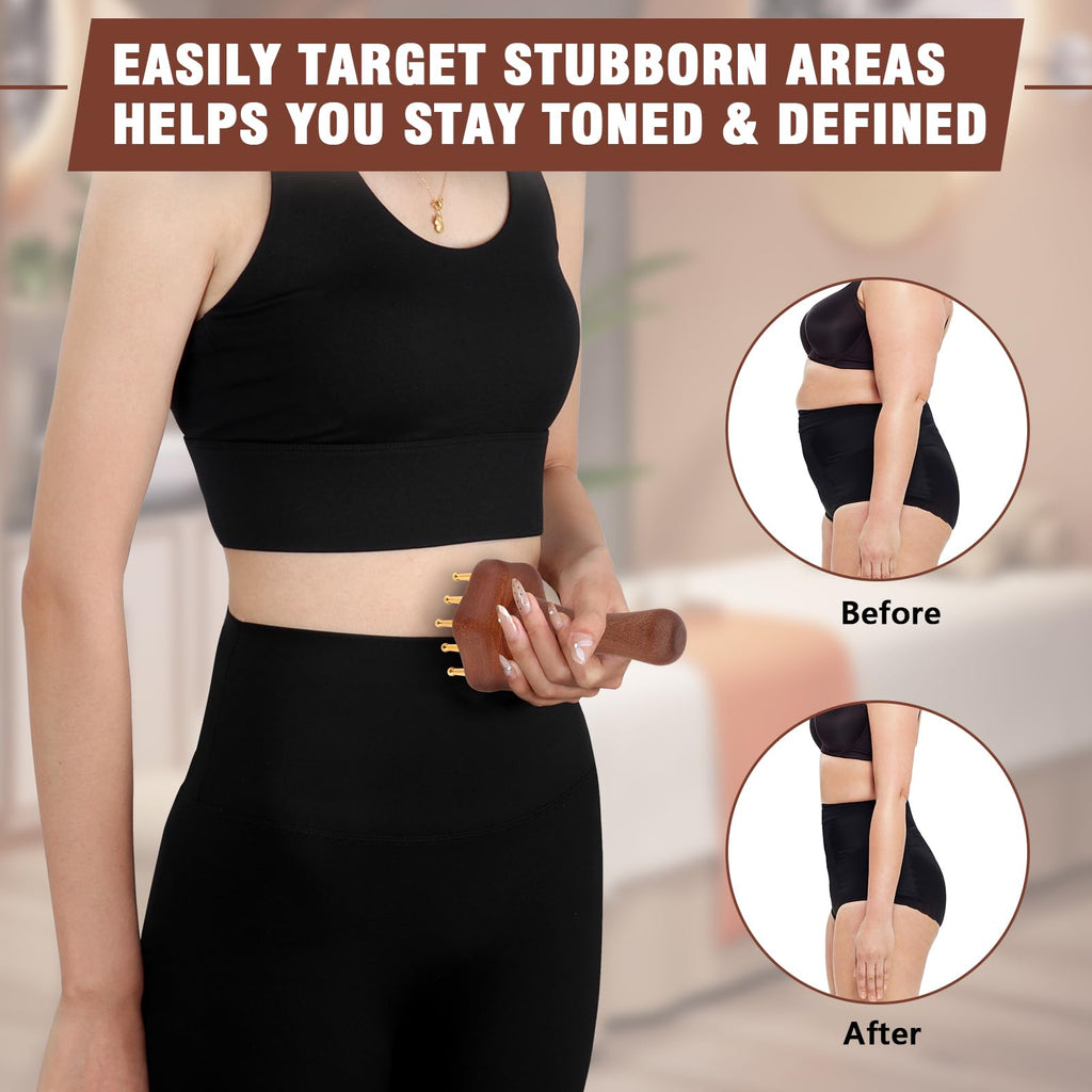 KintKita Wood Therapy Massage Tools,Lymphatic Drainage Massager Helps Reduce Cellulite for Belly Arms & Legs, Anti Cellulite Massager Body Sculpting Tools for Body Contouring & Muscle Relief - Maple Wellness Supplements