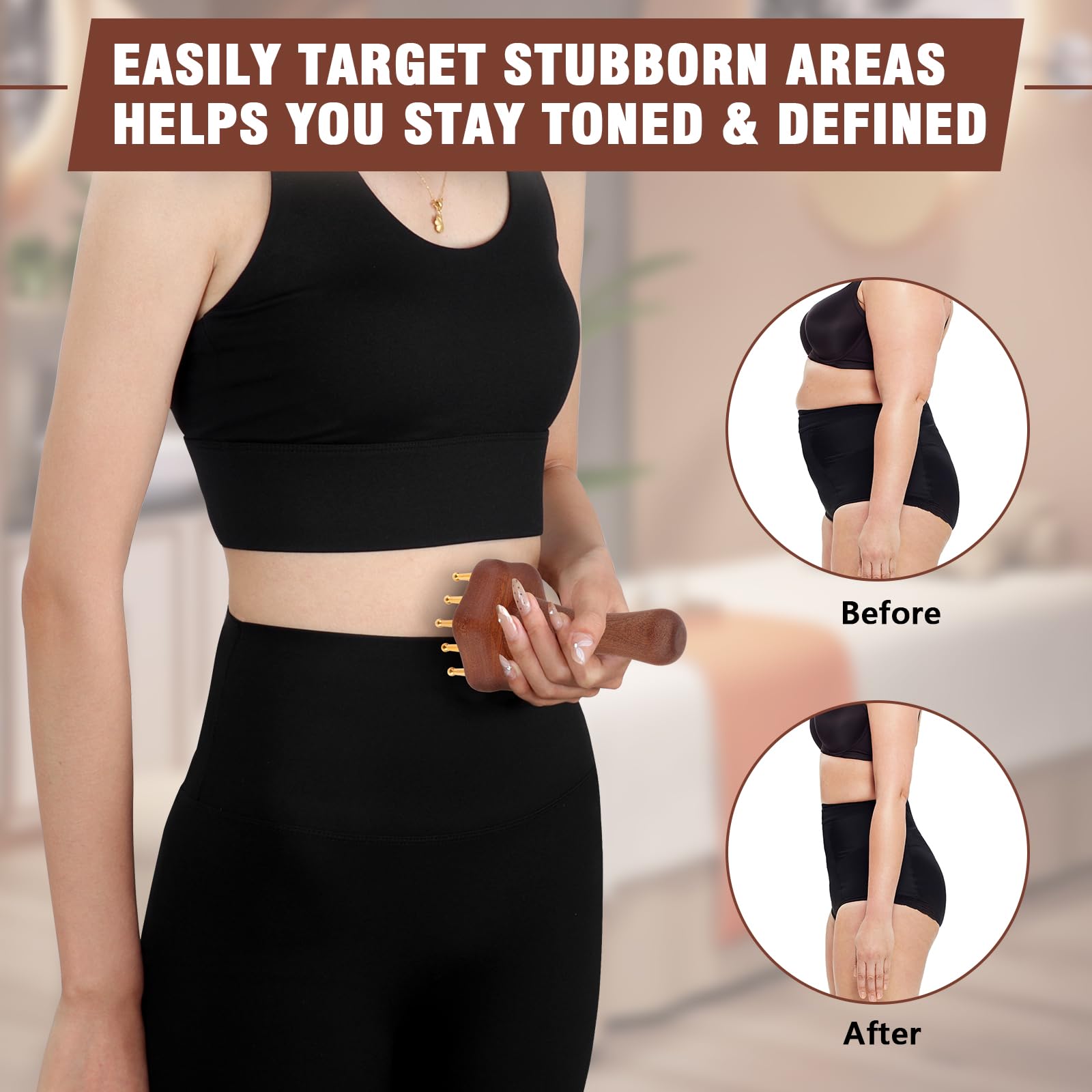 KintKita Wood Therapy Massage Tools,Lymphatic Drainage Massager Helps Reduce Cellulite for Belly Arms & Legs, Anti Cellulite Massager Body Sculpting Tools for Body Contouring & Muscle Relief - Maple Wellness Supplements