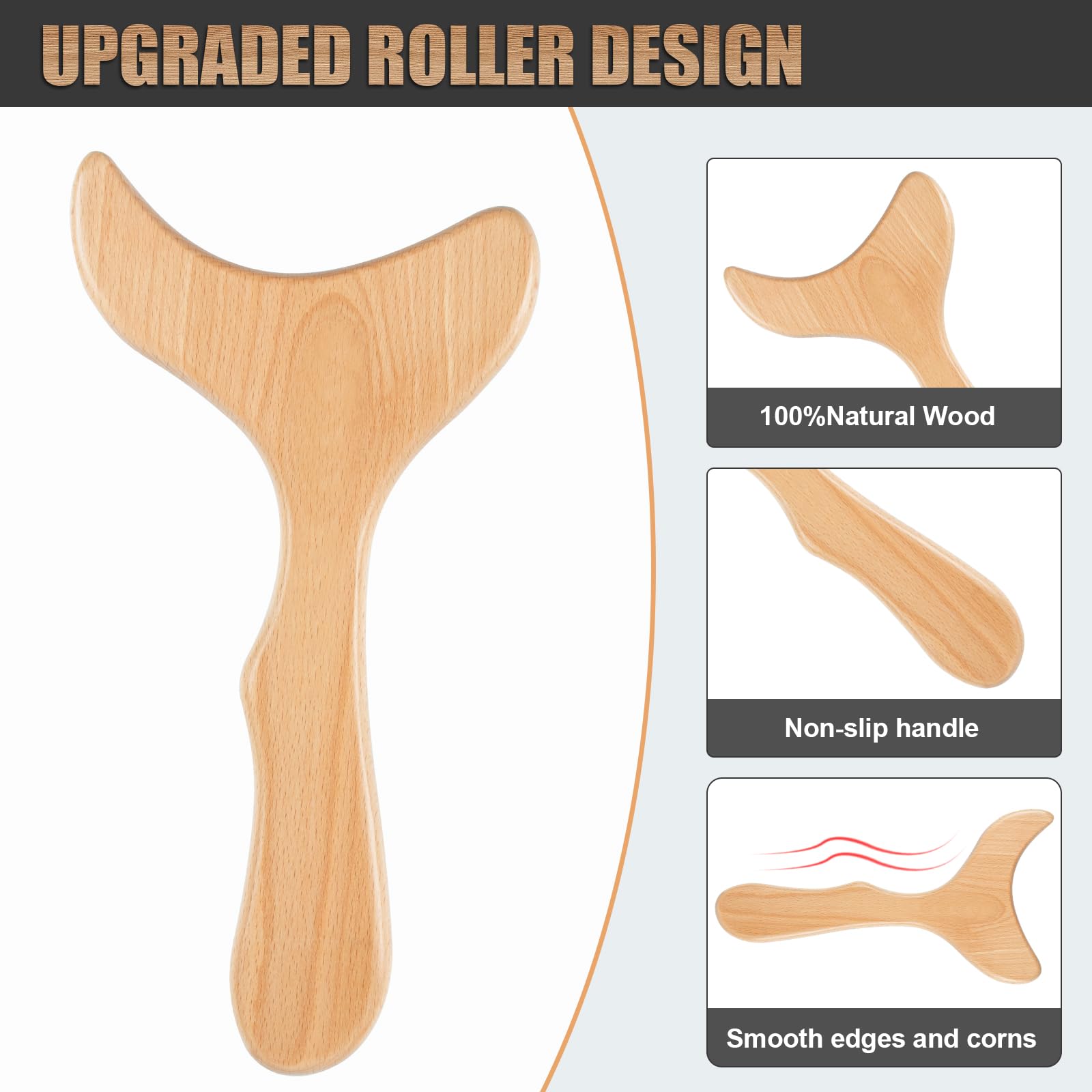KintKita Wood Therapy Massage Tools,Wooden Lymphatic Drainage Massager, Cellulite Remover Body Sculpting Tool for Cellulite Reduction,Muscle Tension Release,Body Contouring-12 * 6 in - Maple Wellness Supplements