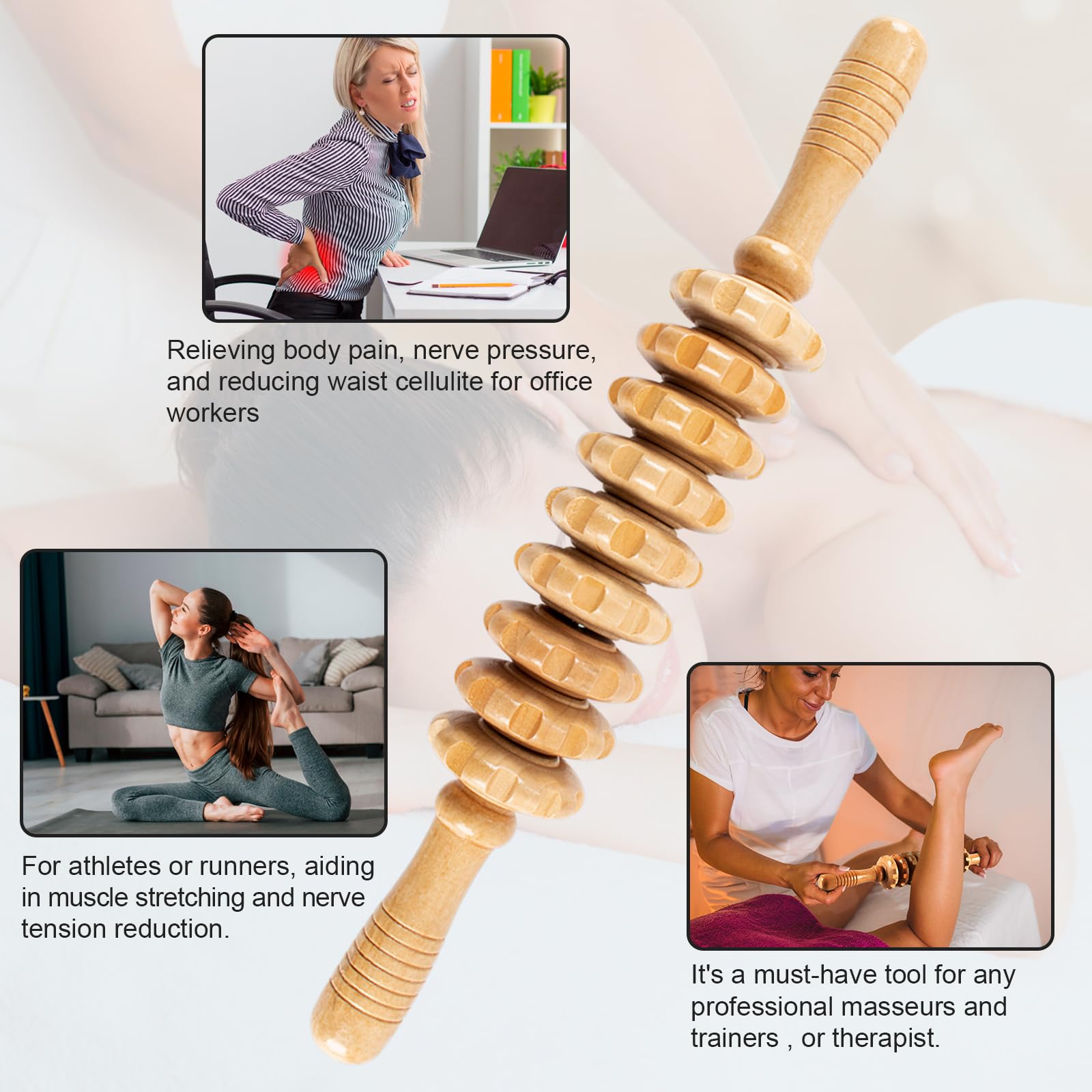 KintKita Wood Therapy Massage Tools,Wooden Massager Stick Roller Lymphatic Drainage Tool,Maderoterapia Kit Self Massage Roller Tool for Cellulite Reduction,Muscle Tension and Body Shaping,Contouring - Maple Wellness Supplements