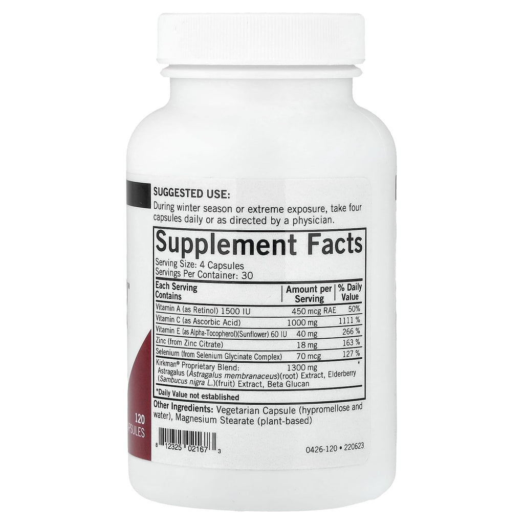 Kirkman - Immuno-Aid Advanced Formula - 120 Capsules - Immune Support - Potent Proprietary Blend - Hypoallergenic - TrustMedUSA