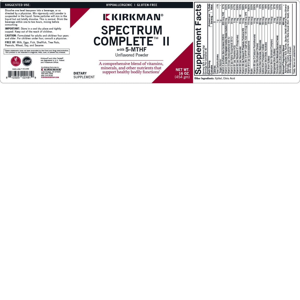 Kirkman Spectrum Complete II Powder - Hypoallergenic - 454 gm/16 oz - TrustMedUSA