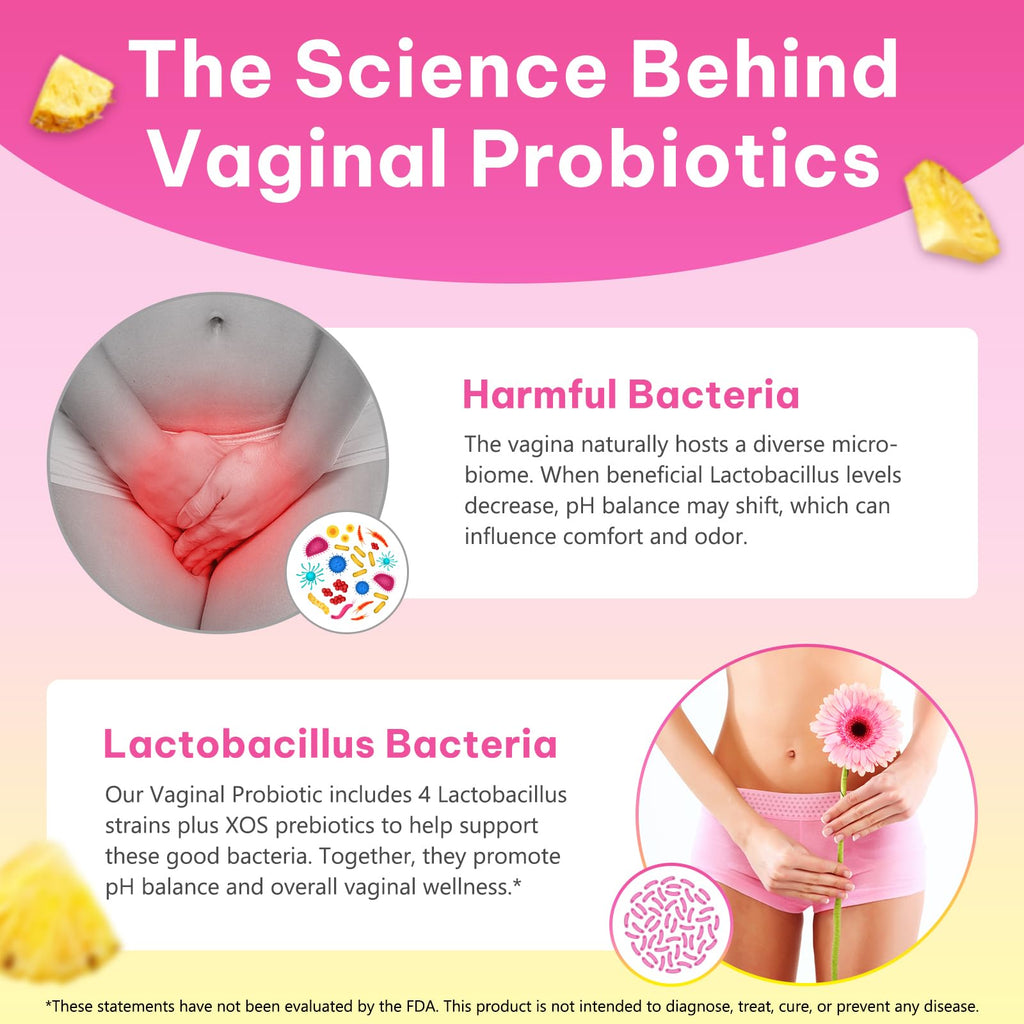 KITNOBLIS Feminine Probiotic Gummies with Slippery Elm- Pineapple Gummies for Women pH Balance, Gut Health & Immune Supports | with Prebiotics & Lactobacillus Blend (60 Gummies) - TrustMedUSA