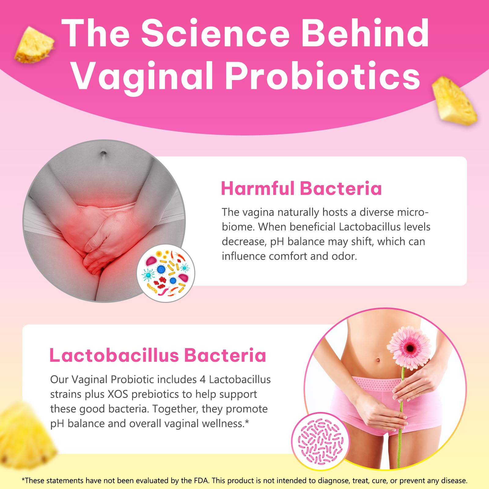 KITNOBLIS Feminine Probiotic Gummies with Slippery Elm- Pineapple Gummies for Women pH Balance, Gut Health & Immune Supports | with Prebiotics & Lactobacillus Blend (60 Gummies) - TrustMedUSA
