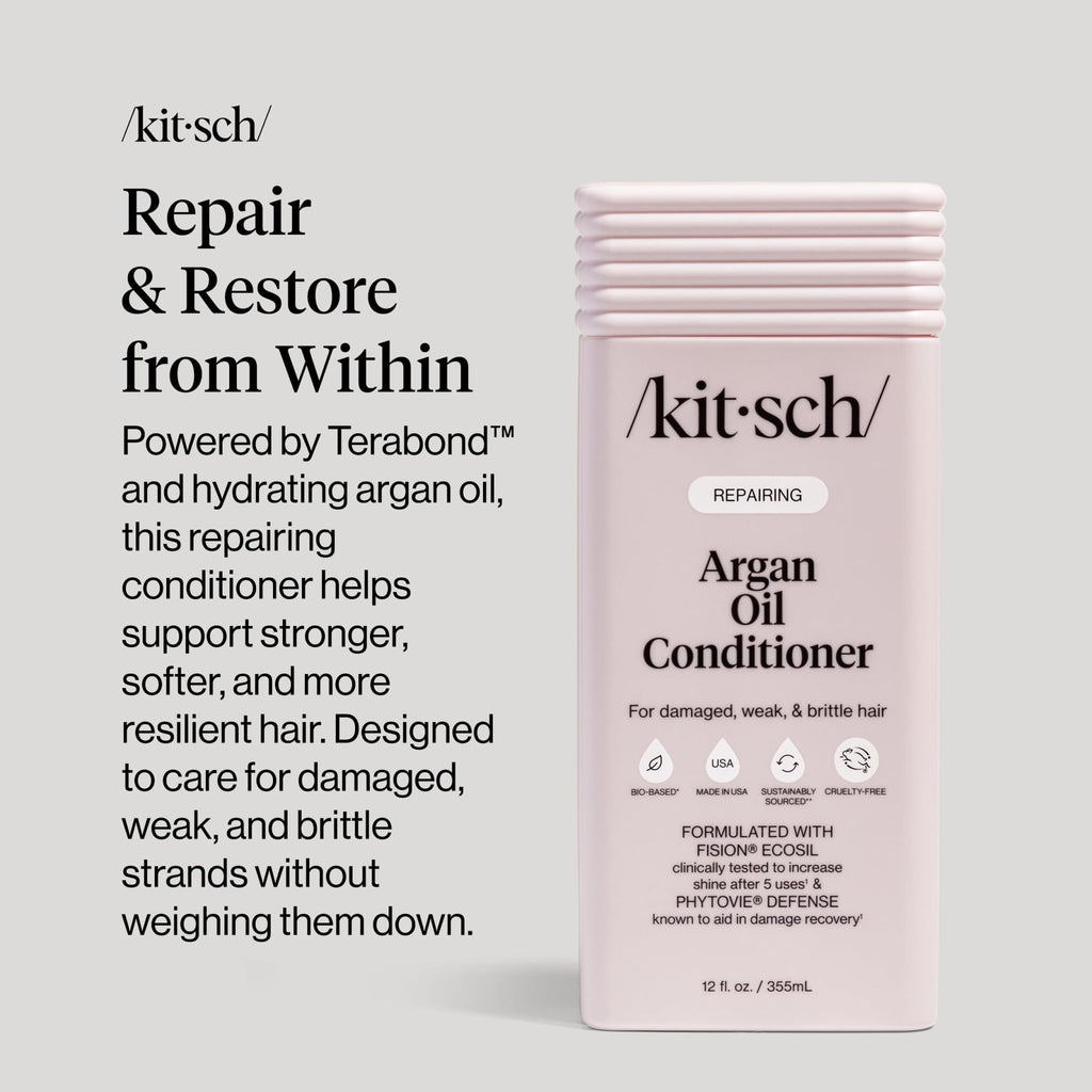 Kitsch Repairing Argan Oil Liquid Conditioner for Women & Men – Argan Oil for Hair, For Shine, Smoothness & Damage Recovery, Hair Repair – Clean, Color-Safe Hair Care - 12.3 oz - TrustMedUSA