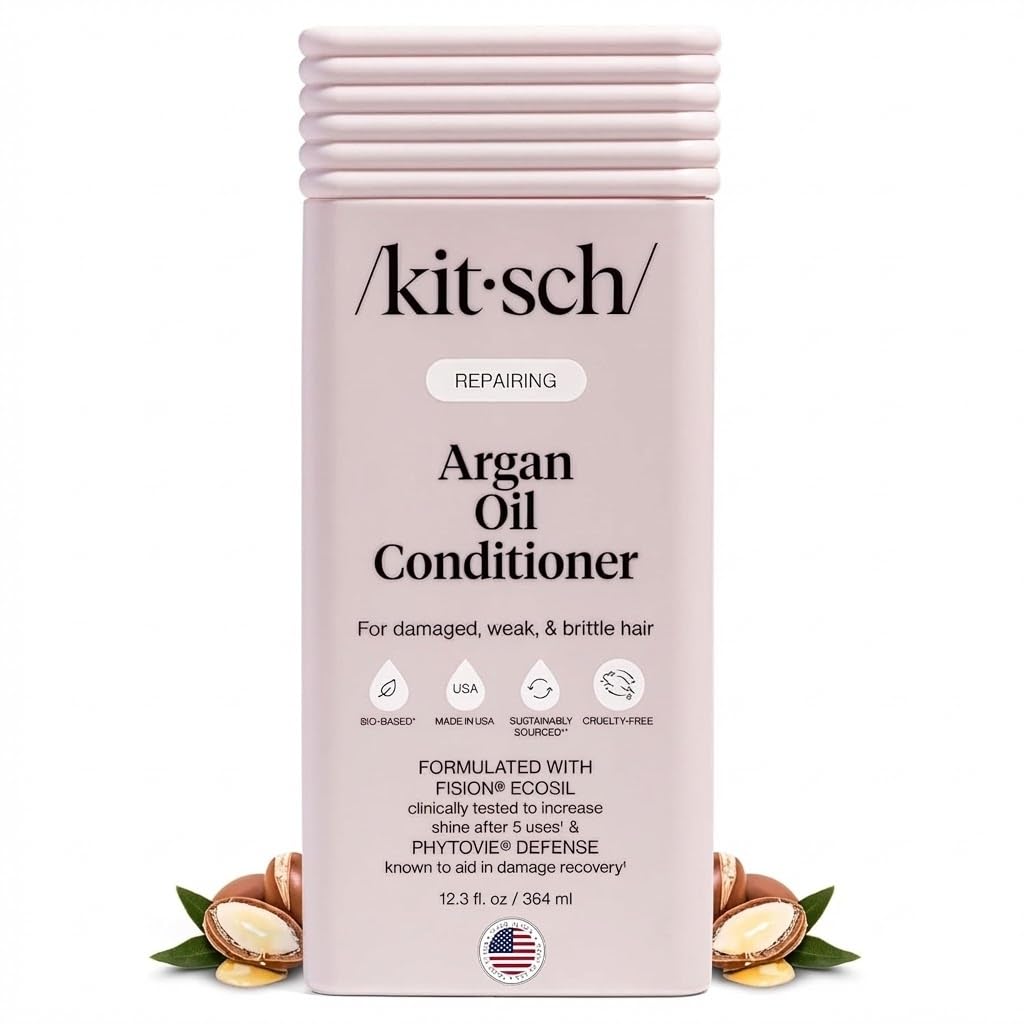 Kitsch Repairing Argan Oil Liquid Conditioner for Women & Men – Argan Oil for Hair, For Shine, Smoothness & Damage Recovery, Hair Repair – Clean, Color-Safe Hair Care - 12.3 oz - TrustMedUSA