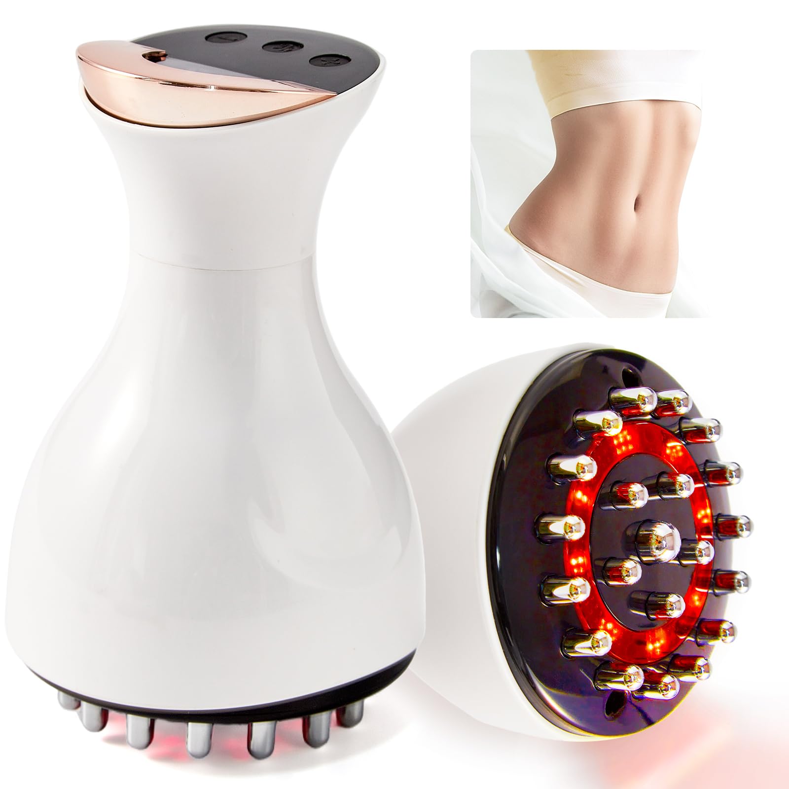 Kitusi Lymphatic Drainage Massager & Anti Cellulite Massage Tool, for Legs, Arms & Belly, Body,Helps Reduce Stretch Marks & Cellulite,with Microcurrent, Light Heat & Vibration (White) - Maple Wellness Supplements