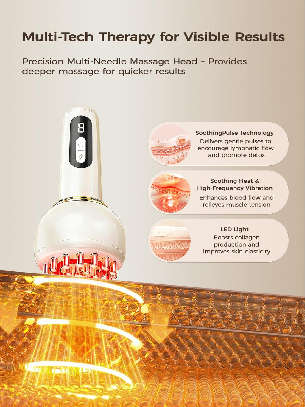 Kitusi Lymphatic Drainage Massager & Anti Cellulite Massage Tool, for Legs, Arms & Belly, Body,Helps Reduce Stretch Marks & Cellulite,with Microcurrent, Light Heat & Vibration - Maple Wellness Supplements