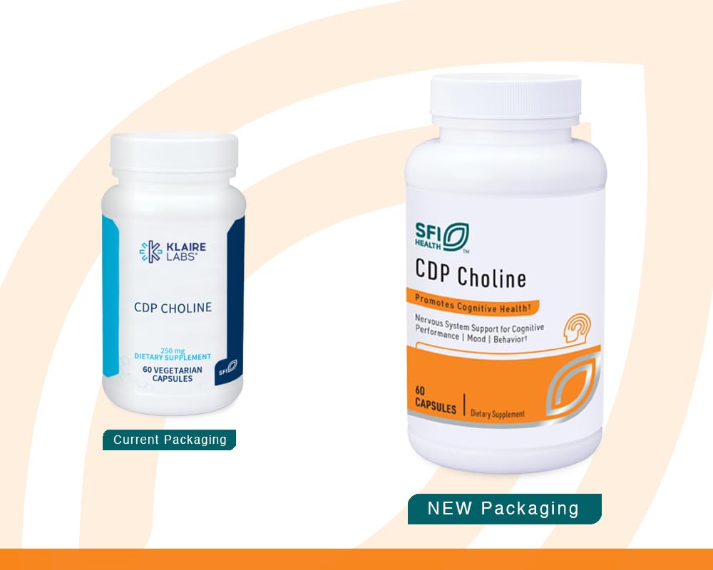 Klaire Labs SFI Health CDP Choline 250mg - Soy-Free Choline Supplements - Cognizin Citicoline to Help Support Memory, Focus & Attention - Bioavailable Active Form, Hypoallergenic (60 Capsules) - TrustMedUSA