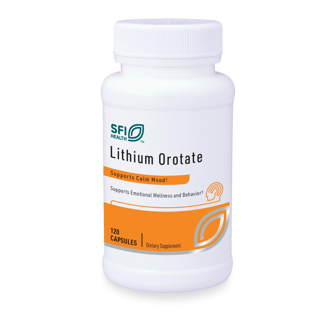 Klaire Labs SFI Health Lithium Orotate 4.8 mg - May Help Balance Mood - Bioavailable Lithium Orotate Supplement - Trace Minerals Promote Focus, Memory - TrustMedUSA