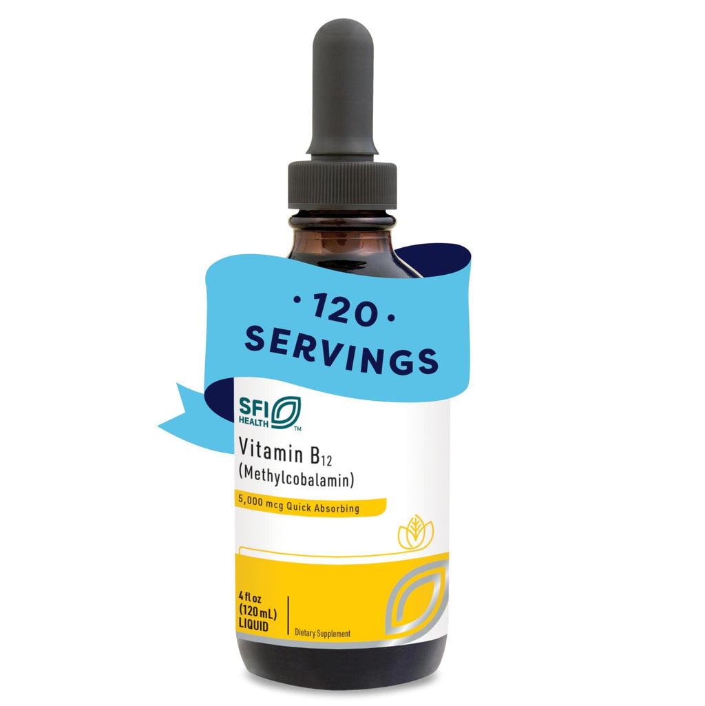 Klaire Labs SFI Health Vitamin B12 Liquid Drops 5mg - Mood & Cognitive Support from 5000mcg Active Coenzyme Methylcobalamin - Hypoallergenic (120 Servings, 4 Fluid Ounces) - TrustMedUSA