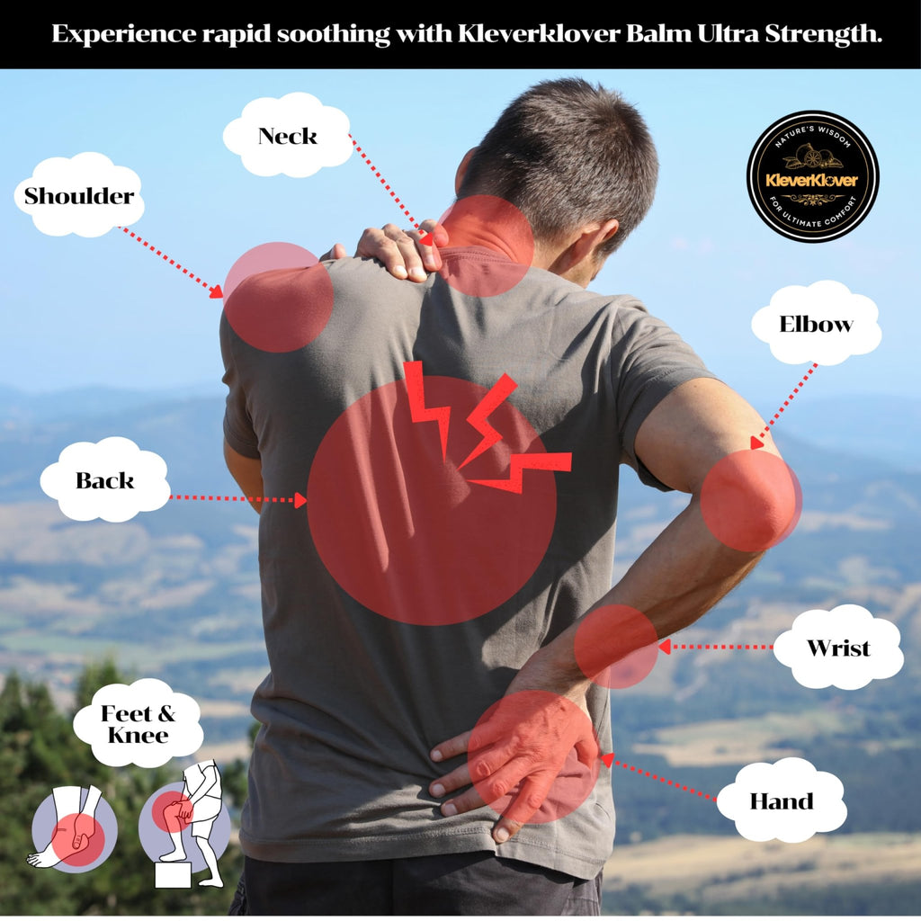 KleverKlover Back and Neck Aromatherapy Balm Ultra Strength for Healing Sore Muscle & Joint After Workout or Yoga - Plai Oil - Preservative Free- Citrus Scent + Free Massage Reflexology Wooden Stick - TrustMedUSA