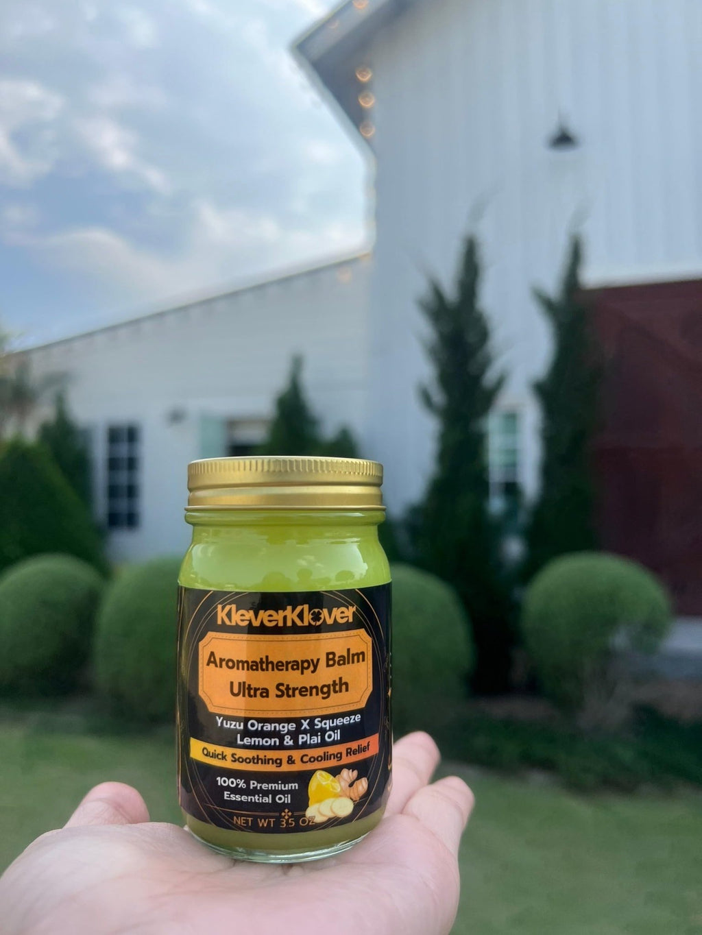 KleverKlover Back and Neck Aromatherapy Balm Ultra Strength for Healing Sore Muscle & Joint After Workout or Yoga - Plai Oil - Preservative Free- Citrus Scent + Free Massage Reflexology Wooden Stick - TrustMedUSA