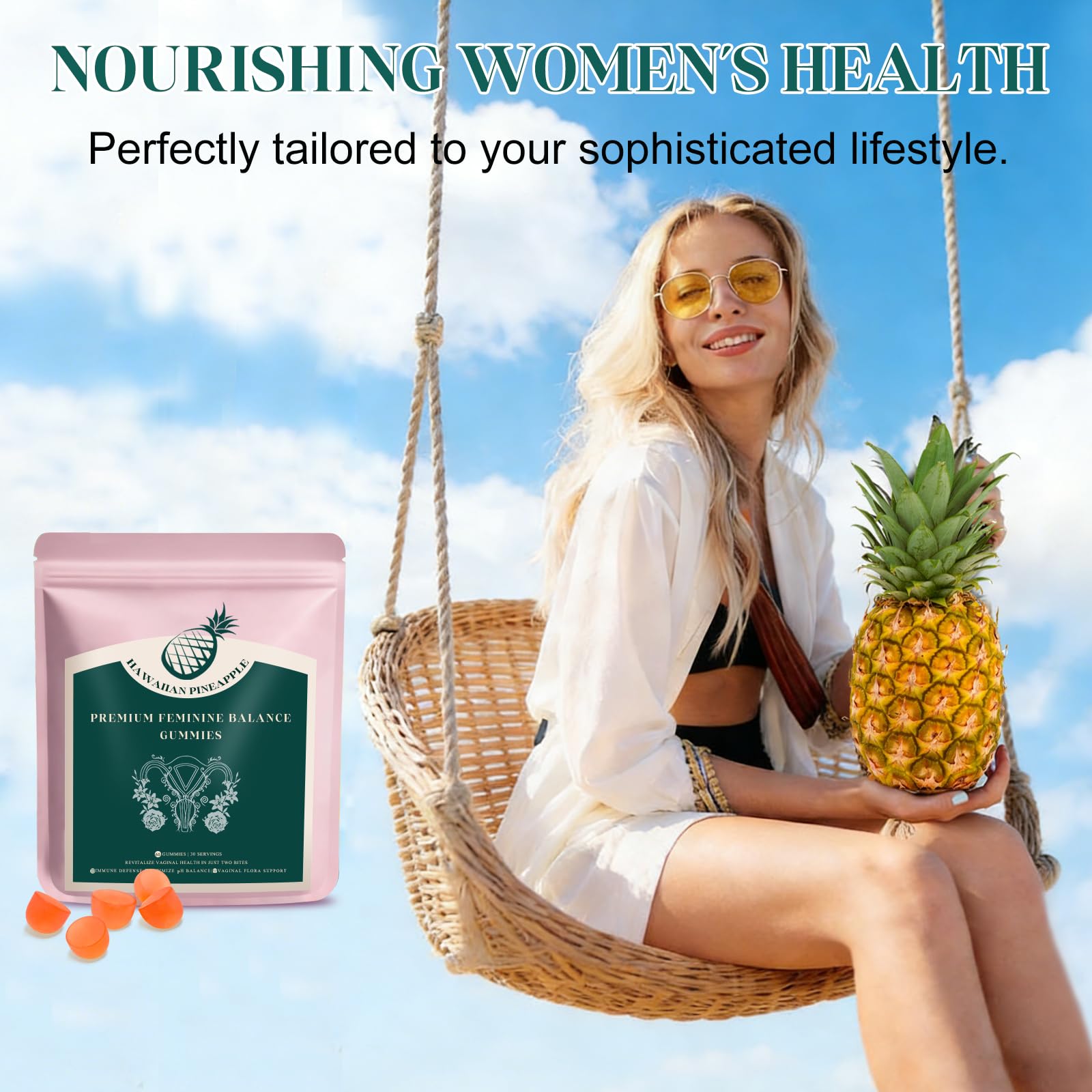 KLKIT Premium Feminine Balance Gummies, Pineapple Vaginal Probiotics for Women, pH Balance Feminine Gummies for Immune Support, Vegan & Gluten Free, 60 Count (30 Servings) - TrustMedUSA
