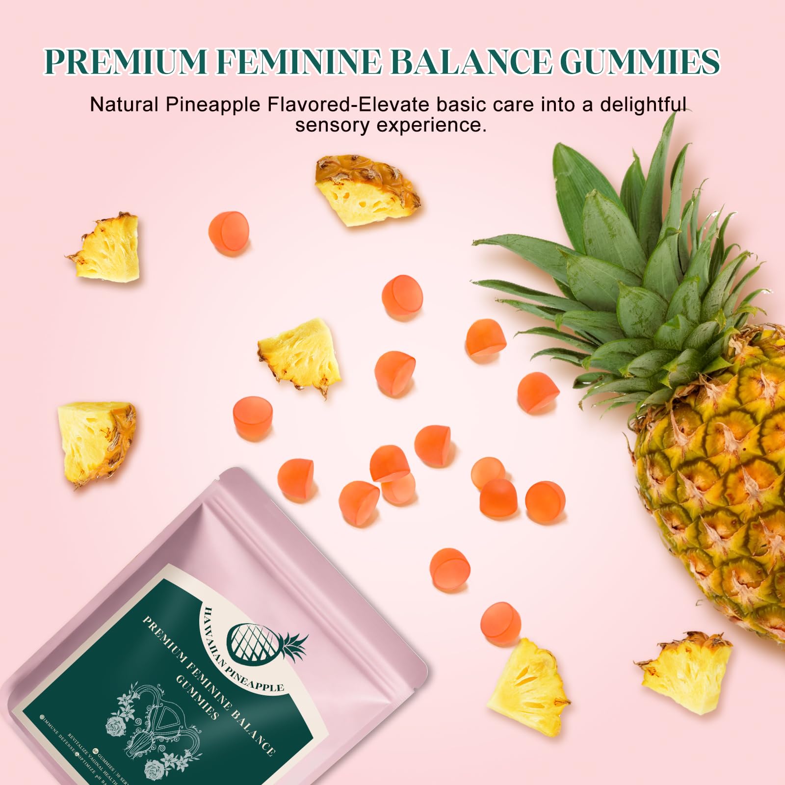 KLKIT Premium Feminine Balance Gummies, Pineapple Vaginal Probiotics for Women, pH Balance Feminine Gummies for Immune Support, Vegan & Gluten Free, 60 Count (30 Servings) - TrustMedUSA