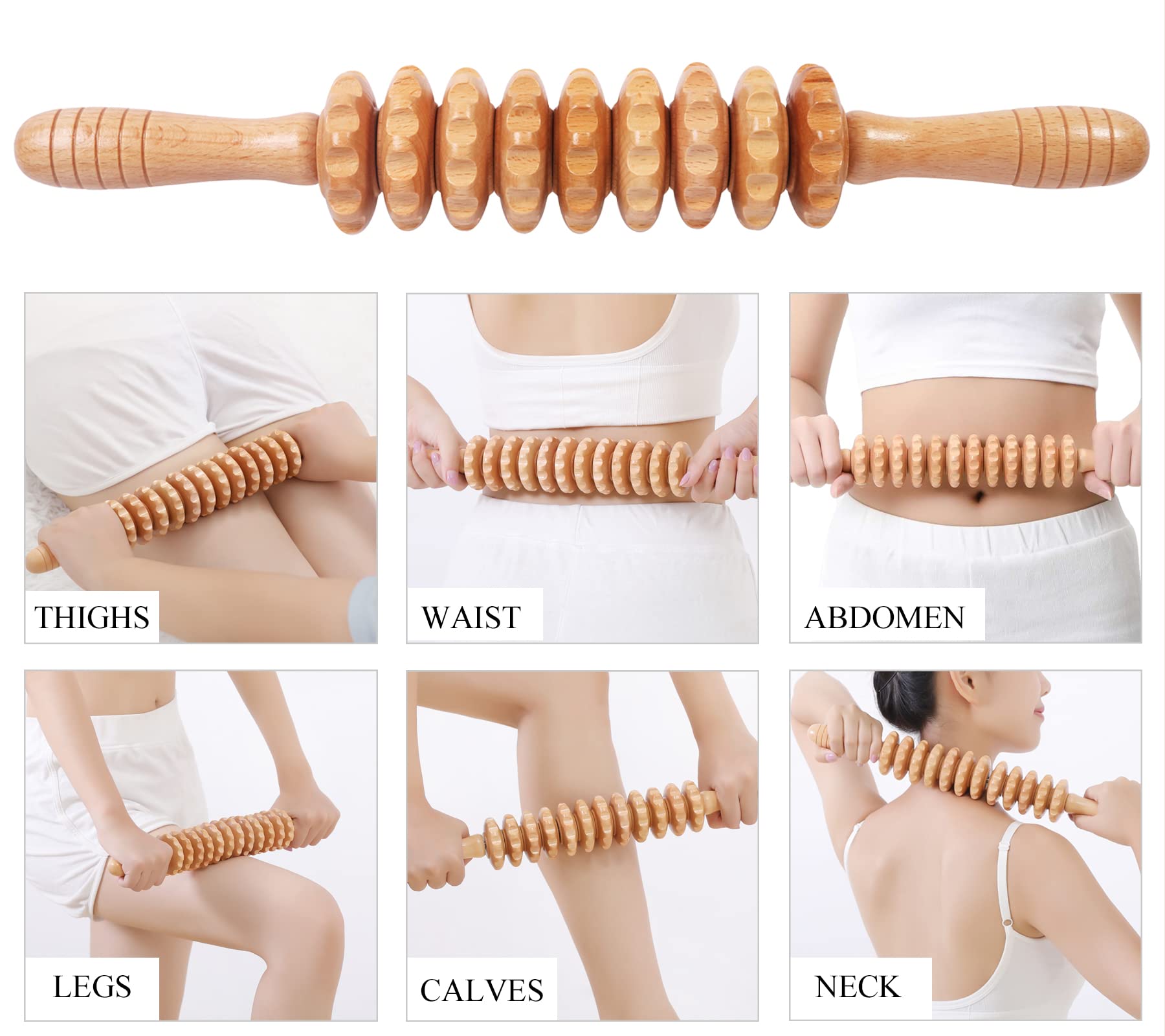 Komogir 3-in-1 Wood Therapy Massage Tools Lymphatic Drainage Massager Wooden Massager for Maderoterapia,Anti-Cellulite, Body Sculpting & Contouring - Maple Wellness Supplements