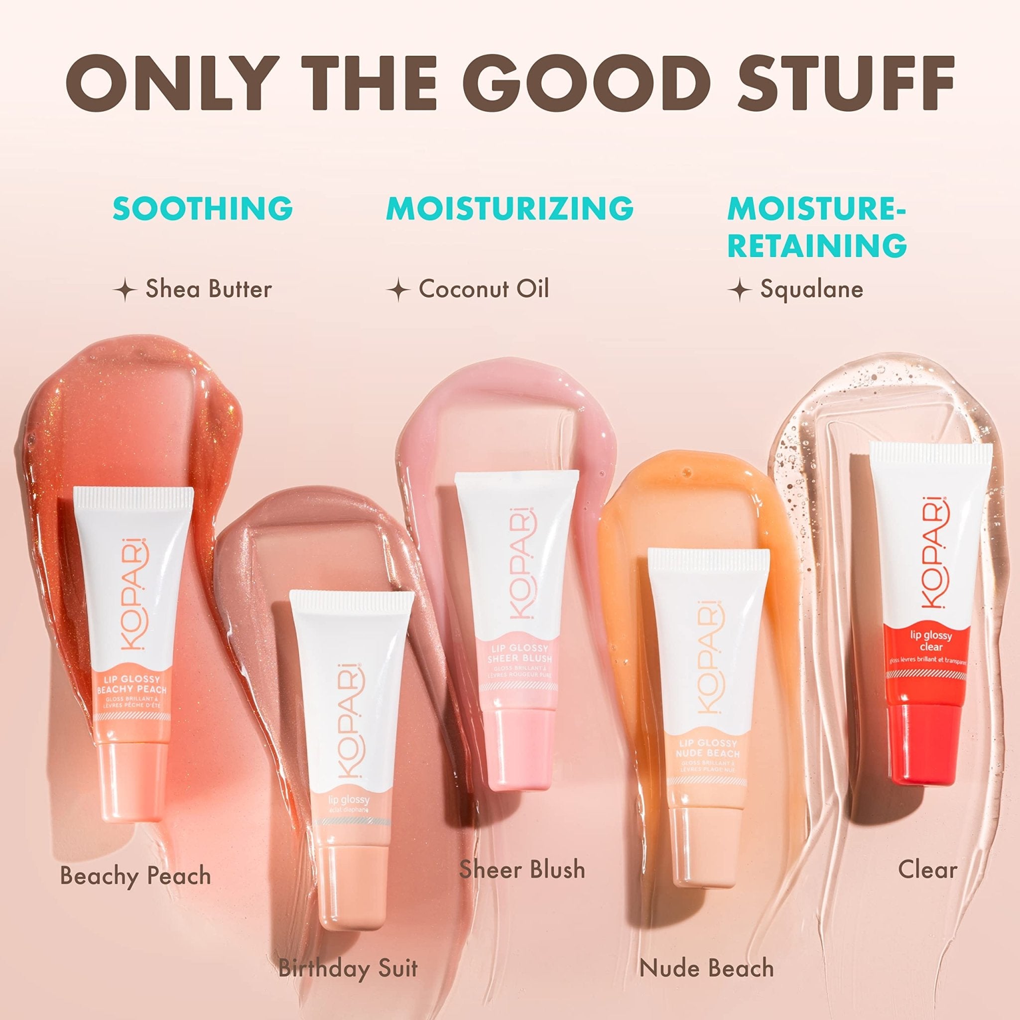 Kopari Coconut Lip Glossy | Nude Tint Birthday Suit | Vegan Hydrating Moisturizing Lip Oil Vitamin E Shea Butter Long Wear High Shine Non Sticky | Clean Plant Based Non Toxic Balm Paraben Free - TrustMedUSA