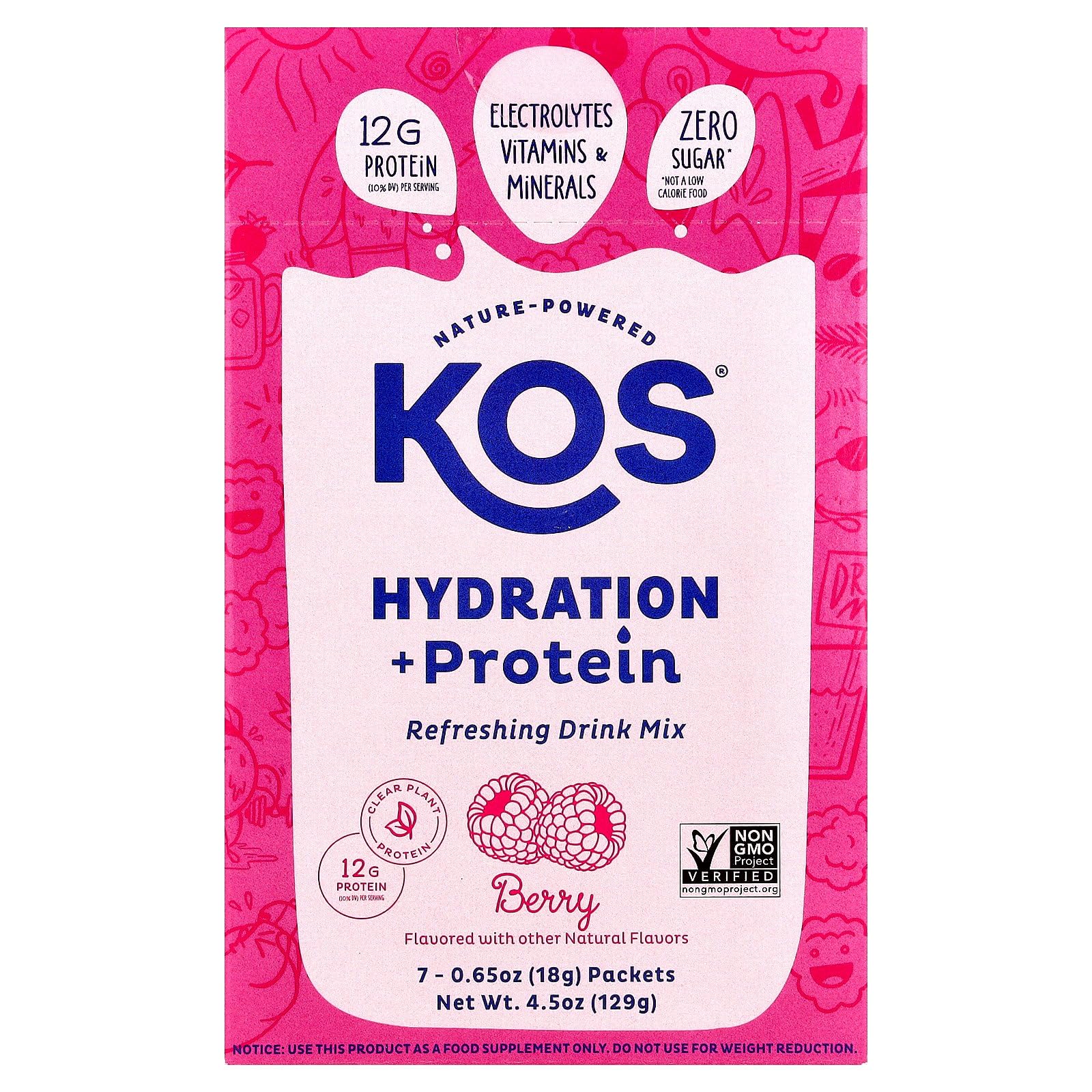 Kos Berry Hydration Protein 7ct, 0.65 OZ - Maple Wellness Supplements