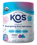 KOS Energizing Blue Spirulina Blend - USDA Certified Organic - B Vitamins, Ashwagandha, Ginseng, Adaptogens, Biotin - Vegan Pre Workout Powder - Caffeinated, Berry Flavored, 28 Servings - Maple Wellness Supplements