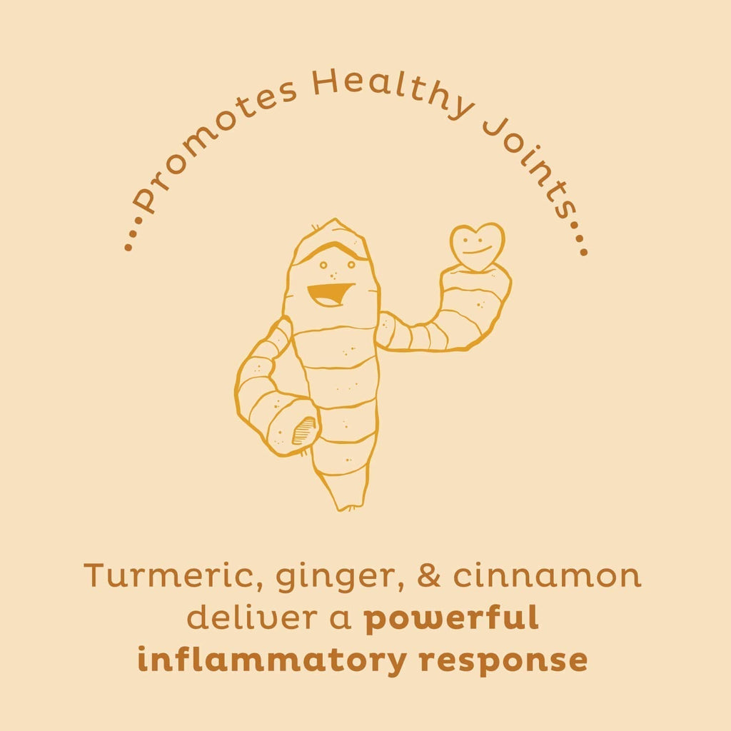 KOS Golden Mylk with Tumeric and Ginger, Organic Superfood Latte Powder, Adaptogen Mushroom Blend - Coffee Creamer, Dessert & Smoothie - Caffeine Free, Vegan, Dairy-Free, Gingerbread Chai, 28 Servings - Maple Wellness Supplements