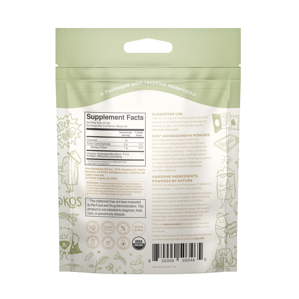 KOS Organic Ashwagandha Powder - Maple Wellness Supplements