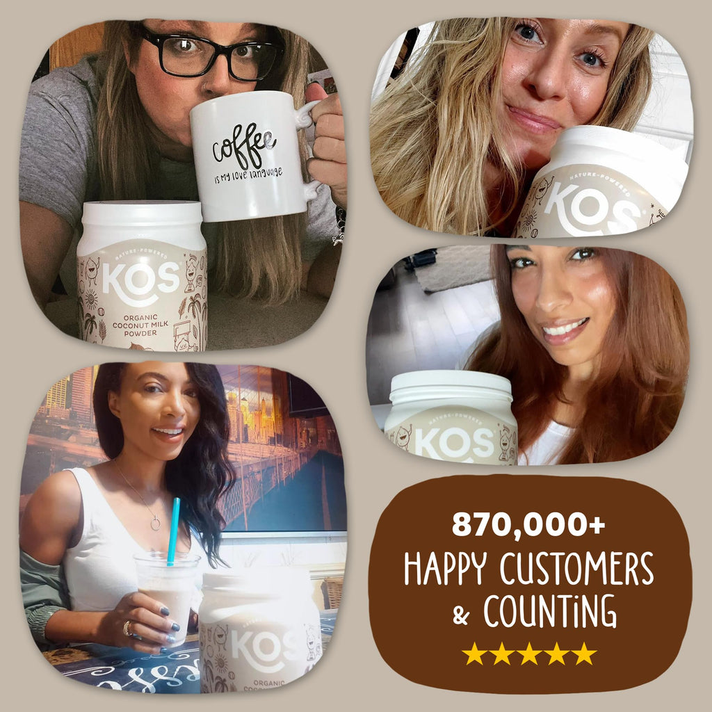 KOS Organic Coconut Milk Powder, USDA Certified Organic - 0g Sugar, MCT Plant Based Creamer for Coffee, Smoothies, Vegan, Keto, Paleo Friendly, Non-GMO, Gluten or Dairy- 12.6oz, 179 Servings - Maple Wellness Supplements