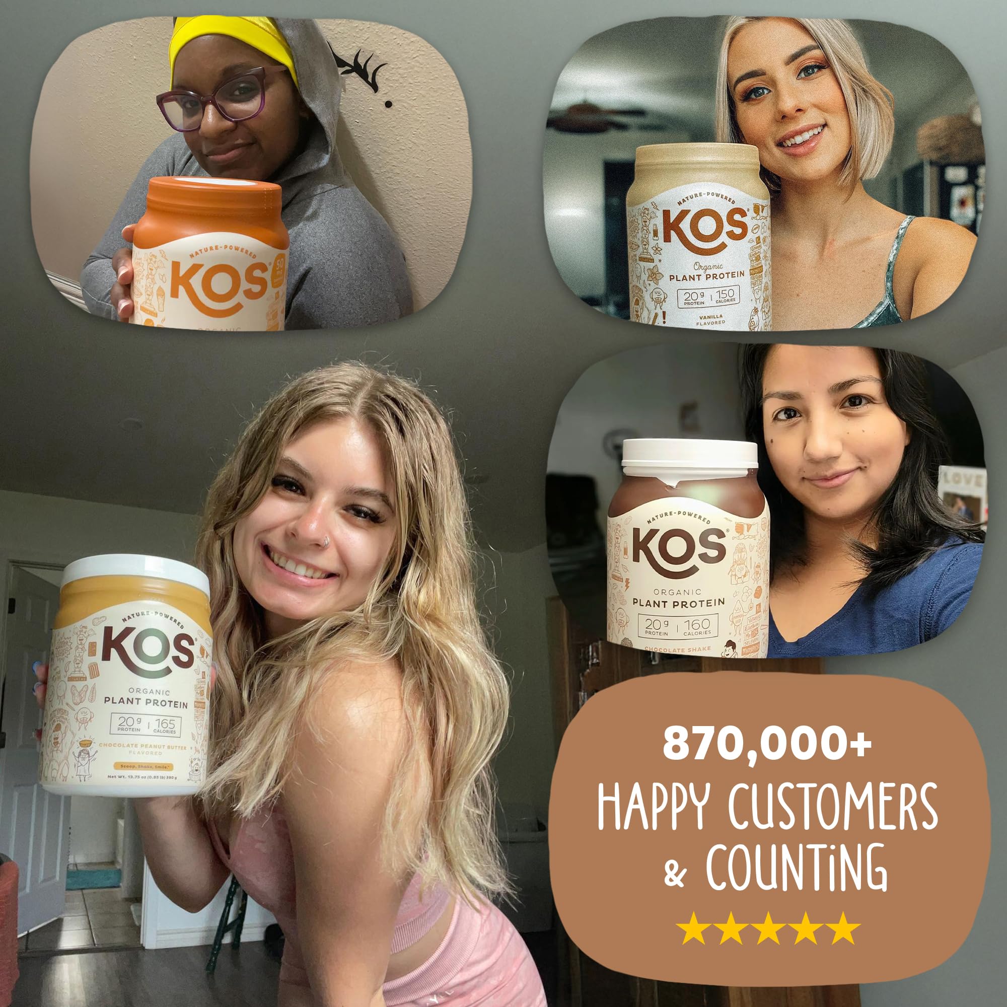 KOS Organic Plant Based Protein Powder, Chocolate Peanut Butter - Delicious Vegan Protein Powder - Keto Friendly, Gluten Free, Dairy Free & Soy Free - 15 Servings - Maple Wellness Supplements