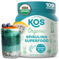 KOS Organic Spirulina Powder - USDA Certified Organic, 109 Servings of Superfood Powder for Smoothies & Juices, Non-Irradiated Blue Green Algae, Plant Based with Antioxidants, Vegan (13.5oz) - Maple Wellness Supplements