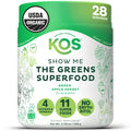 KOS Organic Super Greens Powder Erythritol Free - Plant Based Superfood Blend with Spirulina, Chlorella & Wheatgrass - USDA Certified Organic, Green Juice Smoothie - Apple Flavor - 28 Servings - Maple Wellness Supplements