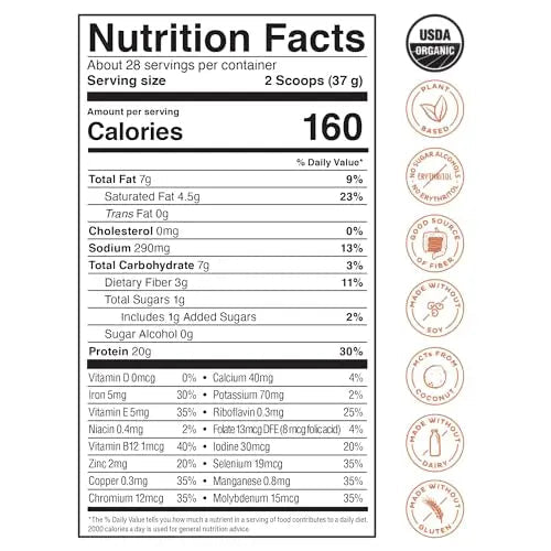 KOS Organic Vegan Protein Powder with 50mg Caffeine, Salted Caramel Coffee - TrustMedUSA