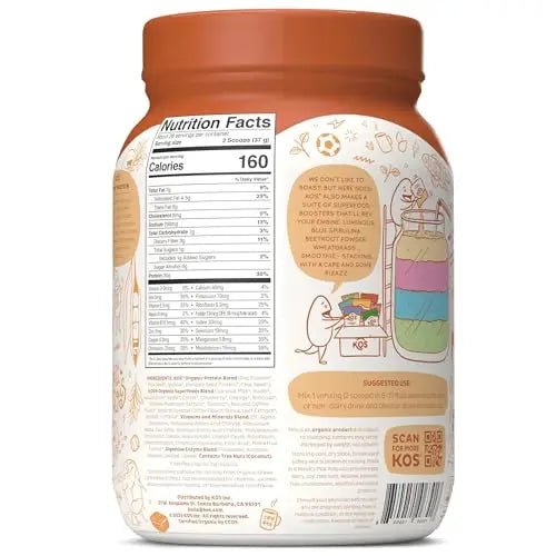 KOS Organic Vegan Protein Powder with 50mg Caffeine, Salted Caramel Coffee - TrustMedUSA