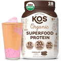 KOS Vegan Protein Powder Erythritol Free, Chocolate - Organic Pea Protein Blend, Plant Based Superfood Rich in Vitamins & Minerals - Keto, Dairy Free - Meal Replacement for Women & Men, 28 Servings - Maple Wellness Supplements