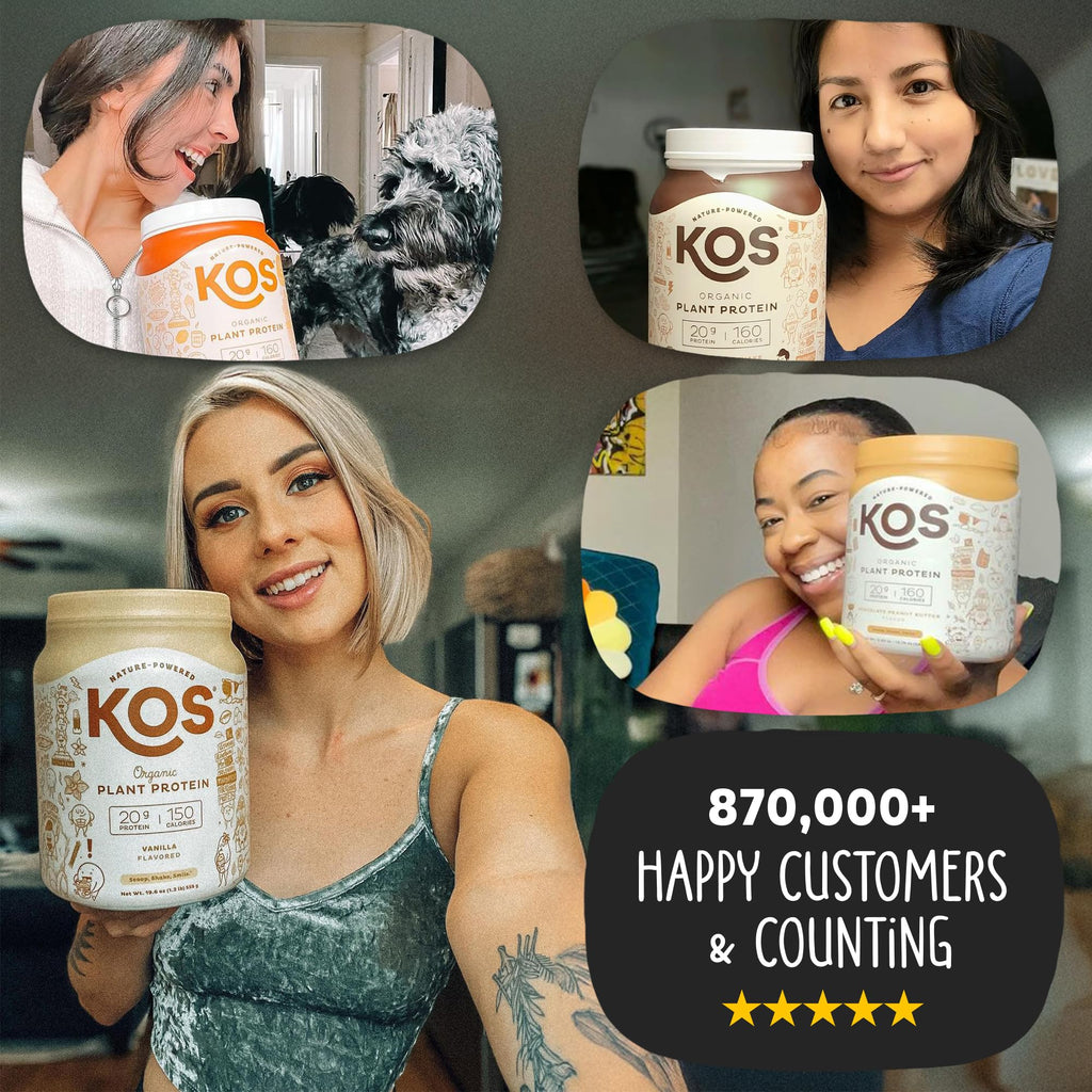 KOS Vegan Protein Powder Erythritol Free, Vanilla USDA Organic - Pea Protein Blend, Plant Based Superfood Rich in Vitamins & Minerals - Keto, Dairy Free - Meal Replacement for Women & Men, 28 Servings - Maple Wellness Supplements