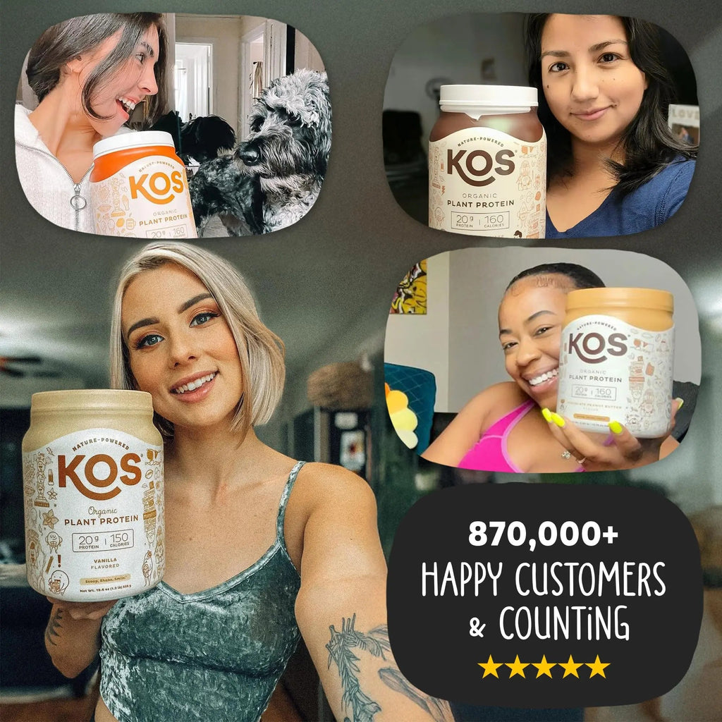 KOS Vegan Protein Powder Erythritol Free, Vanilla USDA Organic - Pea Protein Blend, Plant Based Superfood Rich in Vitamins & Minerals - Keto, Dairy Free - Meal Replacement for Women & Men, 28 Servings - TrustMedUSA