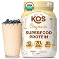 KOS Vegan Protein Powder Erythritol Free, Vanilla USDA Organic - Pea Protein Blend, Plant Based Superfood Rich in Vitamins & Minerals - Keto, Dairy Free - Meal Replacement for Women & Men, 28 Servings - TrustMedUSA