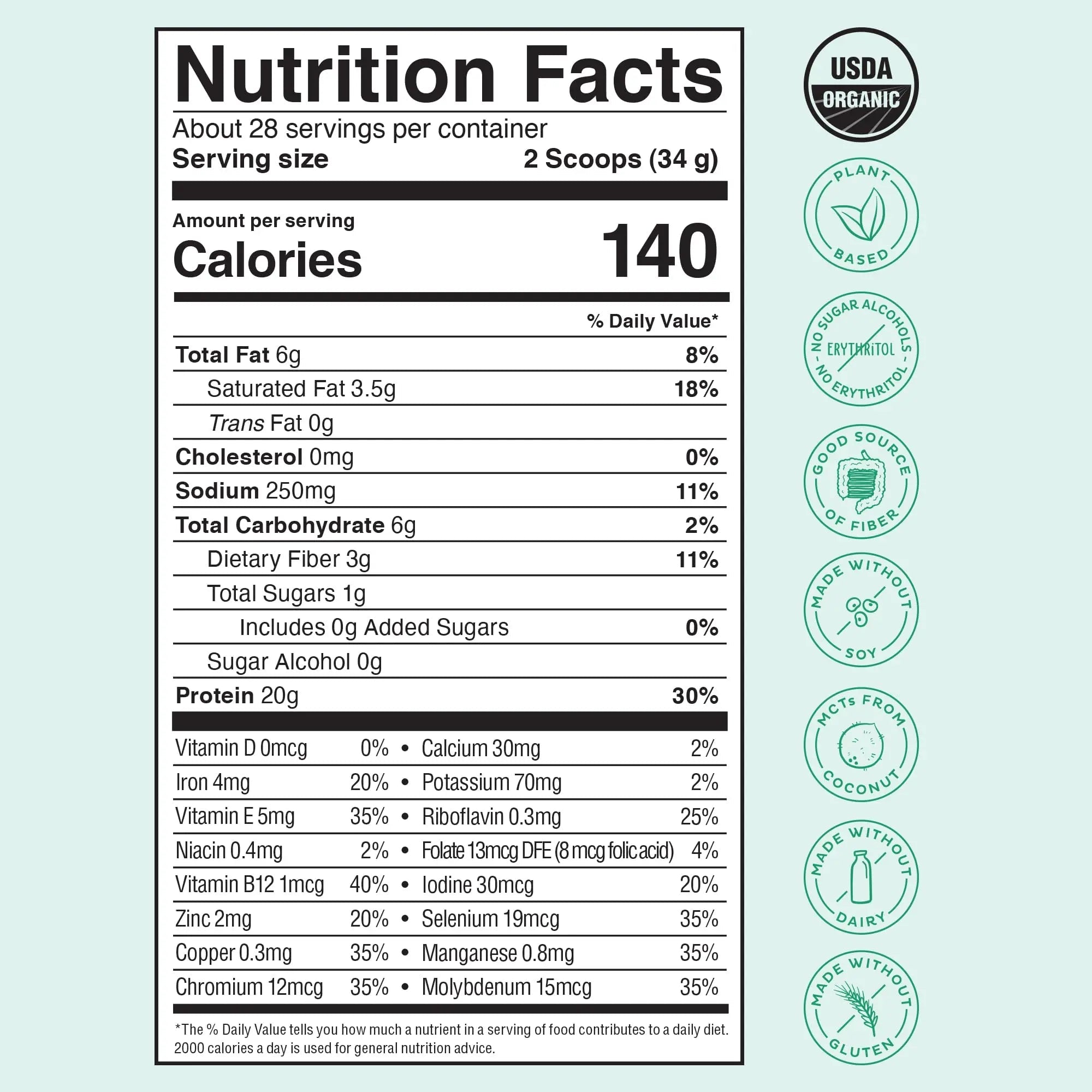 KOS Vegan Protein Powder, Unflavored & Unsweetened - Low Carb Pea Protein Blend - TrustMedUSA