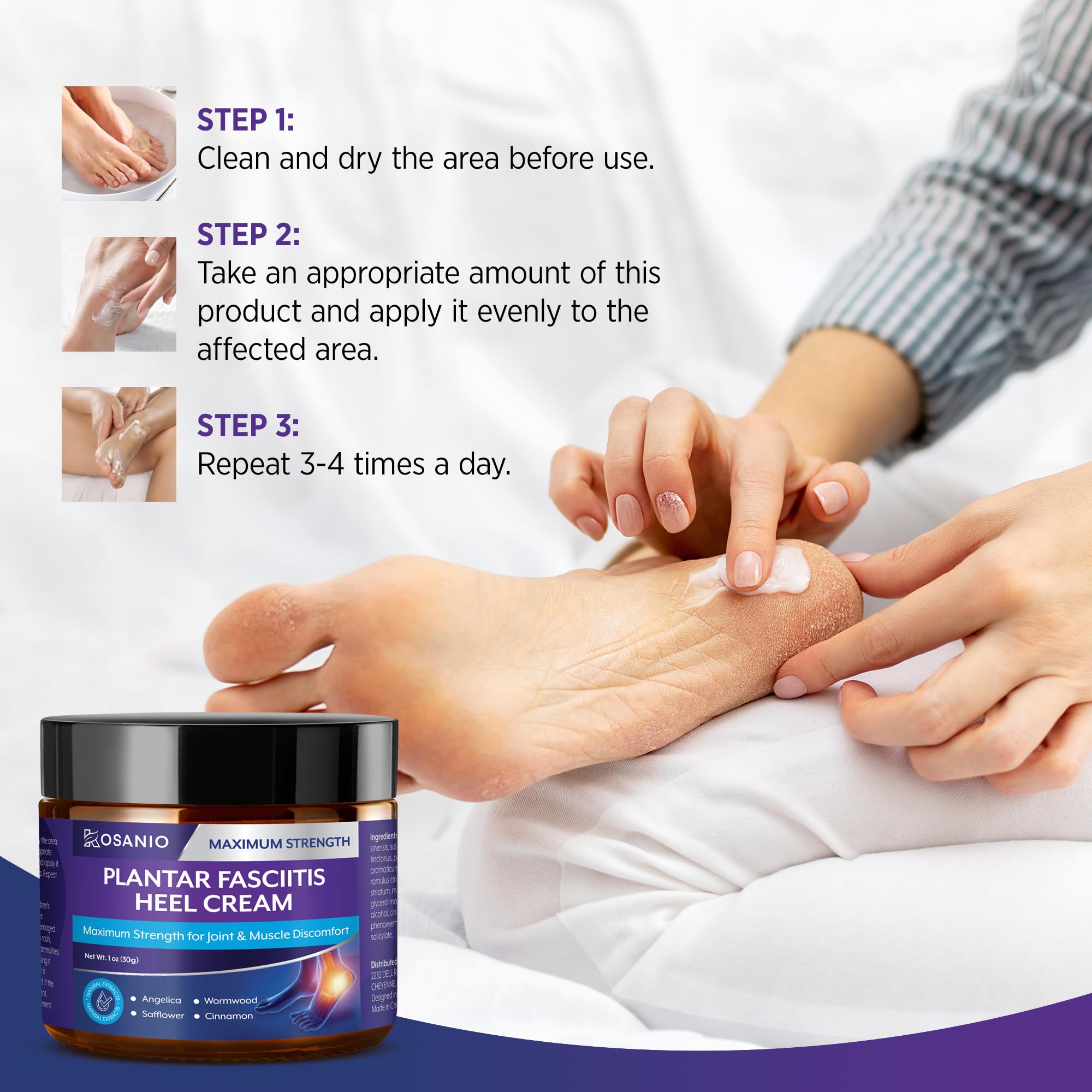 KOSANIO Plantar Fasciitis Relief Cream - Heel Discomfort Relief for Plantar Fasciitis, Foot, Knee, Hands, Legs - Natural Herbal Concentrate Formula - (30g / 1 oz (Pack of 1)) - TrustMedUSA