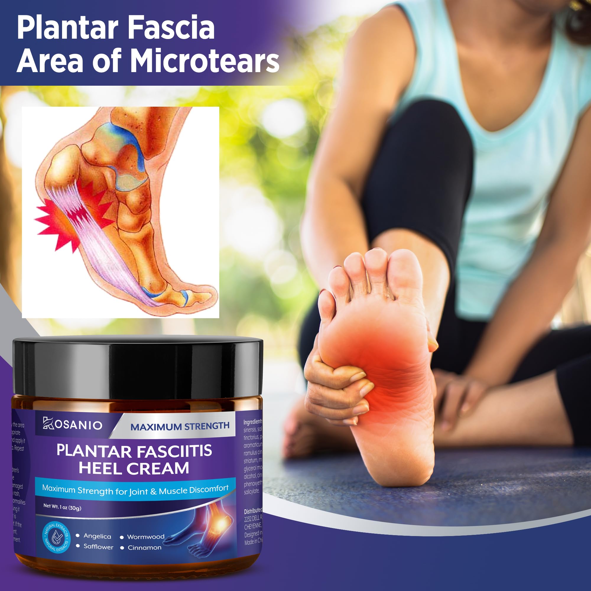 KOSANIO Plantar Fasciitis Relief Cream - Heel Discomfort Relief for Plantar Fasciitis, Foot, Knee, Hands, Legs - Natural Herbal Concentrate Formula - (30g / 1 oz (Pack of 1)) - TrustMedUSA