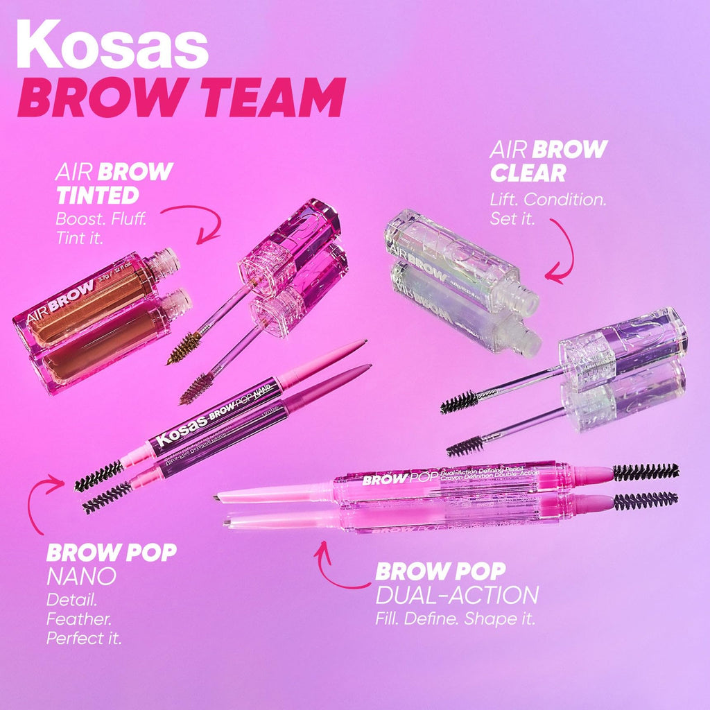 Kosas Air Brow Tinted Eyebrow Gel – Volumizing Brow Gel with Flexible Long-Lasting Hold, Medium Brown - TrustMedUSA