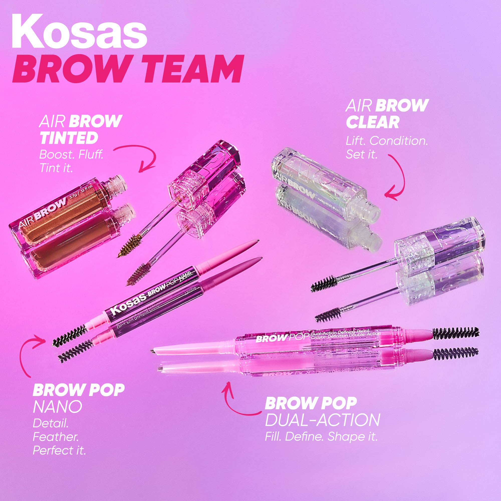 Kosas Brow Pop Nano Eyebrow Pencil – Ultra-Fine 1mm Micro Brow Pencil with Spoolie, Medium Brown - TrustMedUSA