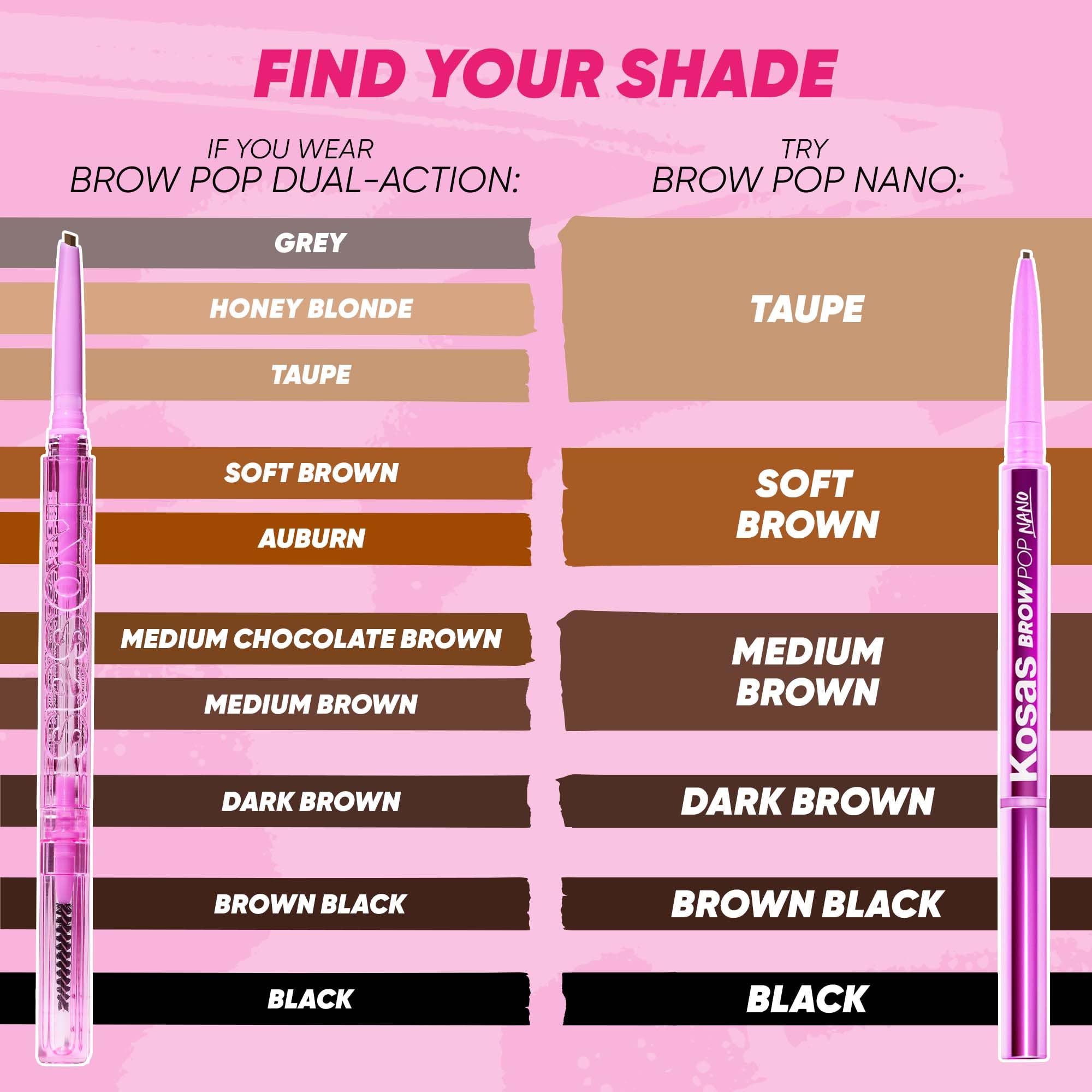 Kosas Brow Pop Nano Eyebrow Pencil – Ultra-Fine 1mm Micro Brow Pencil with Spoolie, Medium Brown - TrustMedUSA