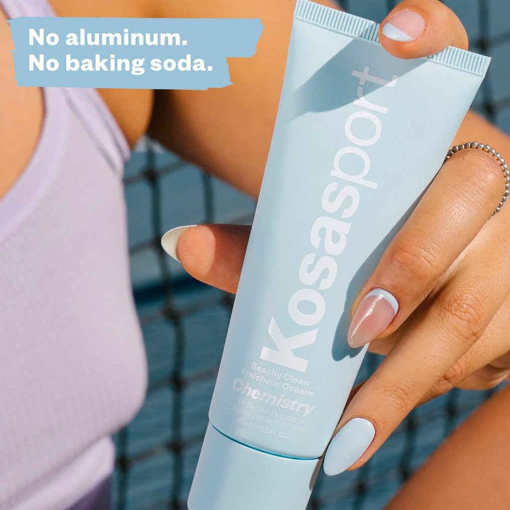 Kosas Chemistry Deodorant - Aluminium and Baking Soda Free + BO-Fighting AHA Serum that Exfoliates, Softens, and Nourishes the Skin, (Beachy Clean) - TrustMedUSA