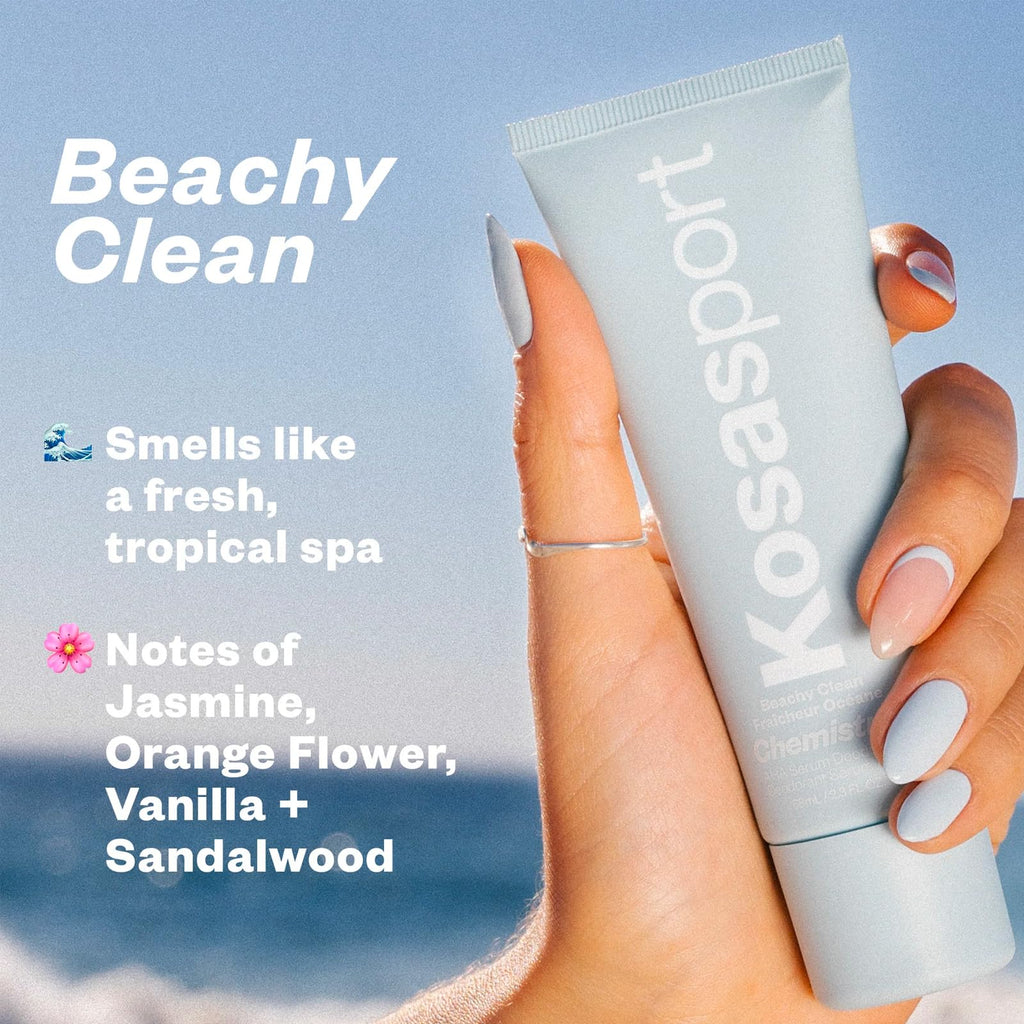 Kosas Chemistry Deodorant - Aluminium and Baking Soda Free + BO-Fighting AHA Serum that Exfoliates, Softens, and Nourishes the Skin, (Beachy Clean) - TrustMedUSA