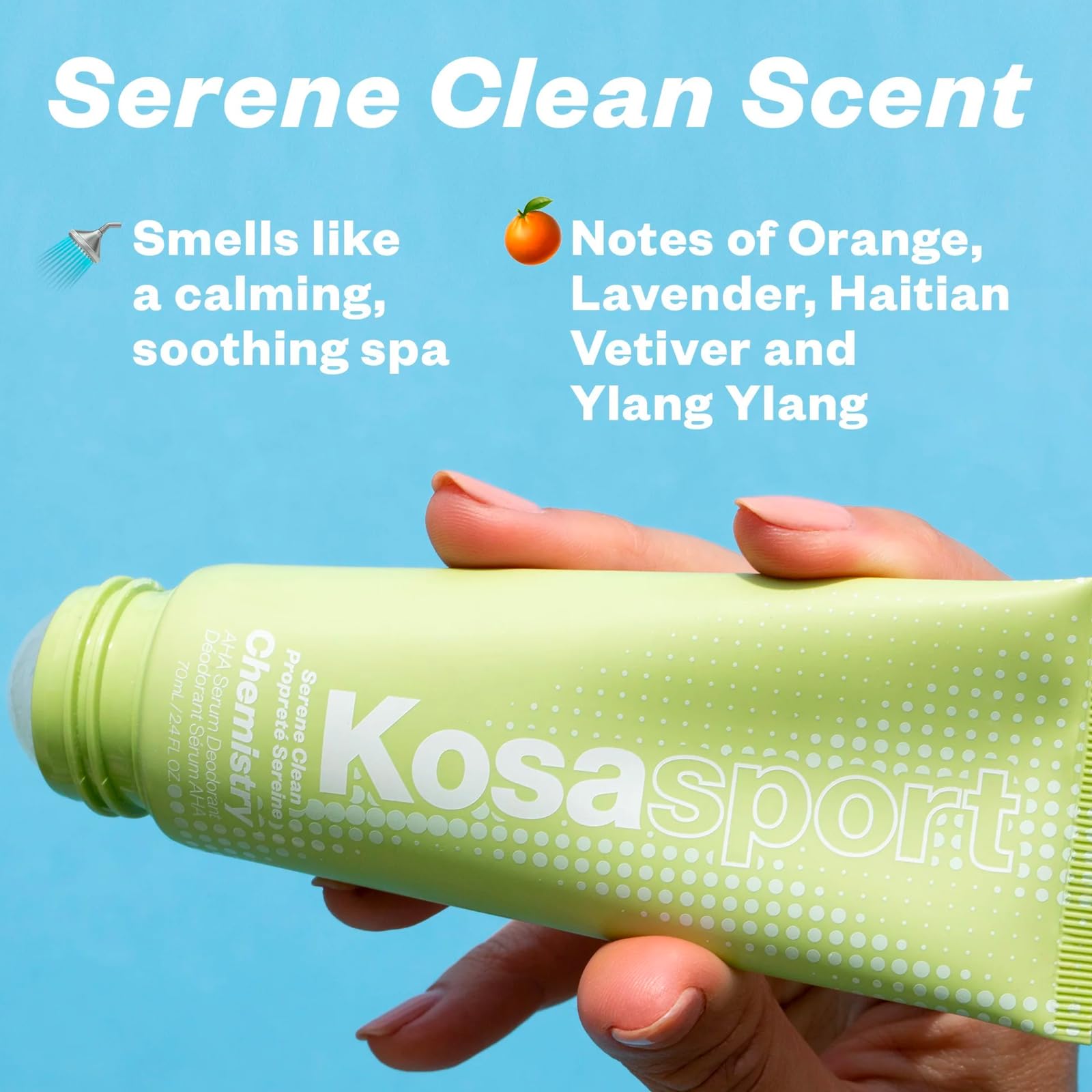 Kosas Chemistry Deodorant - Aluminium and Baking Soda Free + BO-Fighting AHA Serum that Exfoliates, Softens, and Nourishes the Skin, (Serene Clean) - TrustMedUSA
