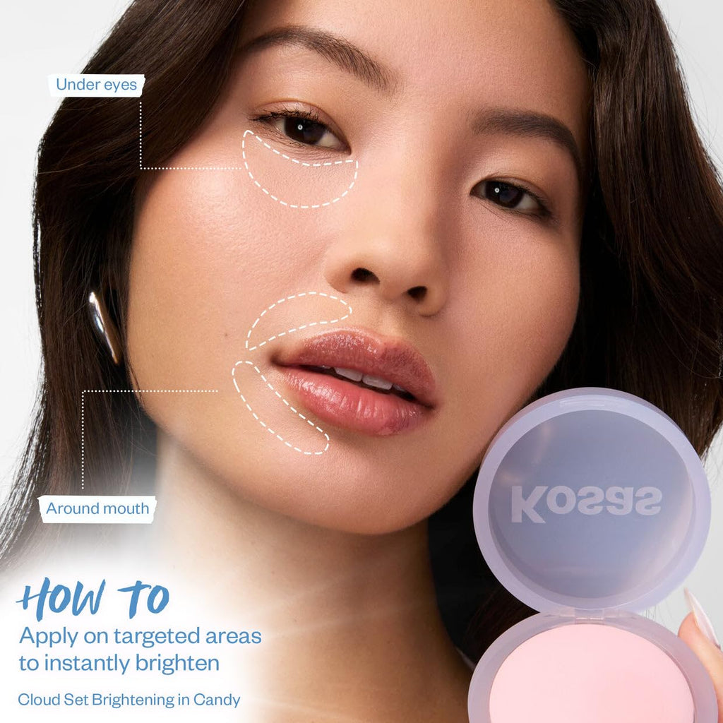Kosas Cloud Set Brightening Baked Powder – Under Eye Setting Powder, Talc-Free Soft Focus Finish, Candy - TrustMedUSA