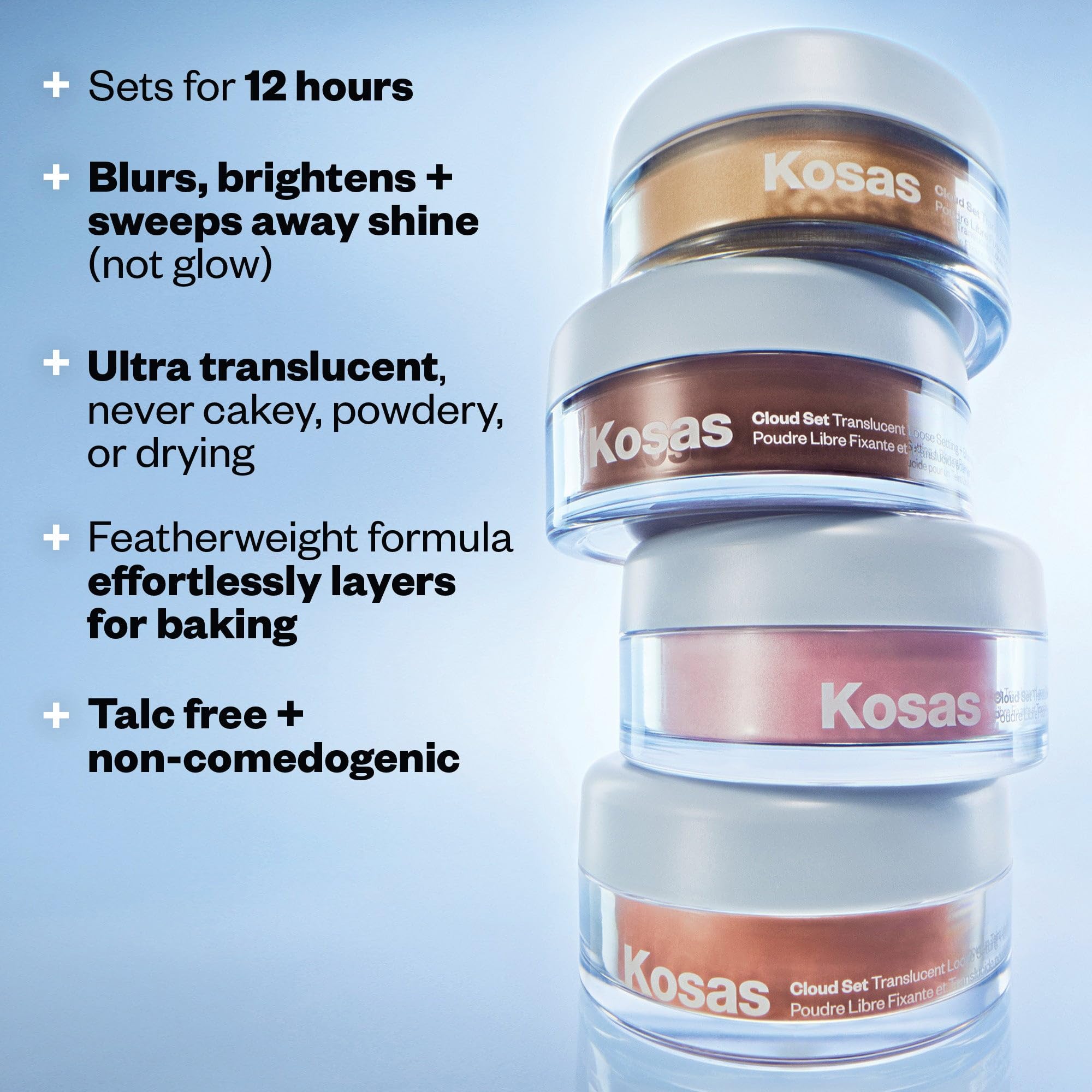 Kosas Cloud Set Loose Setting Powder – Talc-Free Translucent Face Powder for Oil Control, Ultra Sheer Pink - TrustMedUSA