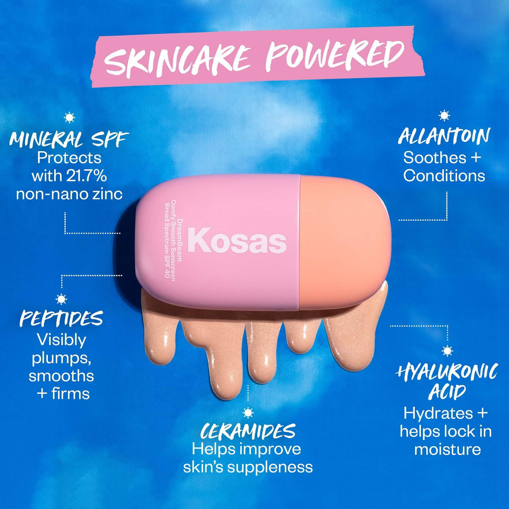 Kosas DreamBeam SPF 40 Mineral Sunscreen for Face + Makeup Prep – Lightweight Hydrating Sun Protection, 40 ml - TrustMedUSA