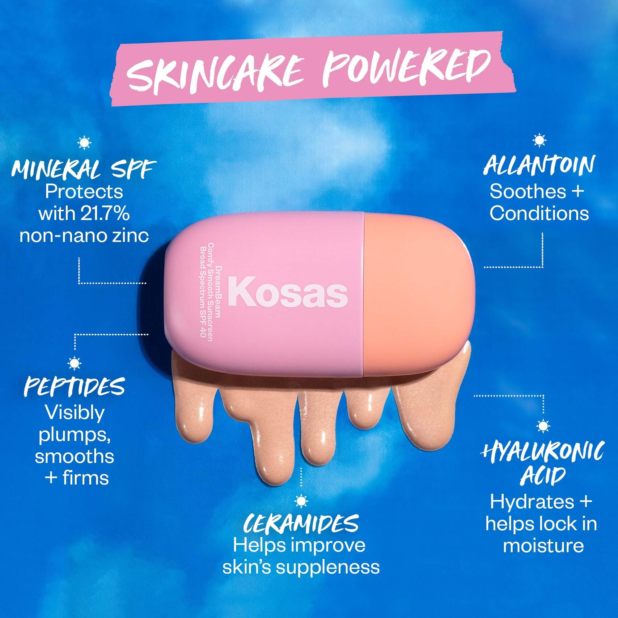 Kosas DreamBeam SPF 40 Mineral Sunscreen for Face + Makeup Prep – Lightweight Hydrating Sun Protection, 40 ml - TrustMedUSA