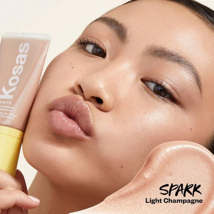 Kosas Glow I.V. - Vitamin-Infused Skin Illuminating Enhancer - Spark. Bonus Premium Korean Sheet Masque with Collagen - TrustMedUSA